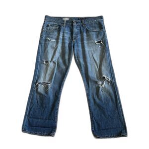 AG Jeans Womens 31 Adriano Goldschmied Ex-Boyfriend Crop Denim Blue USA 35x26